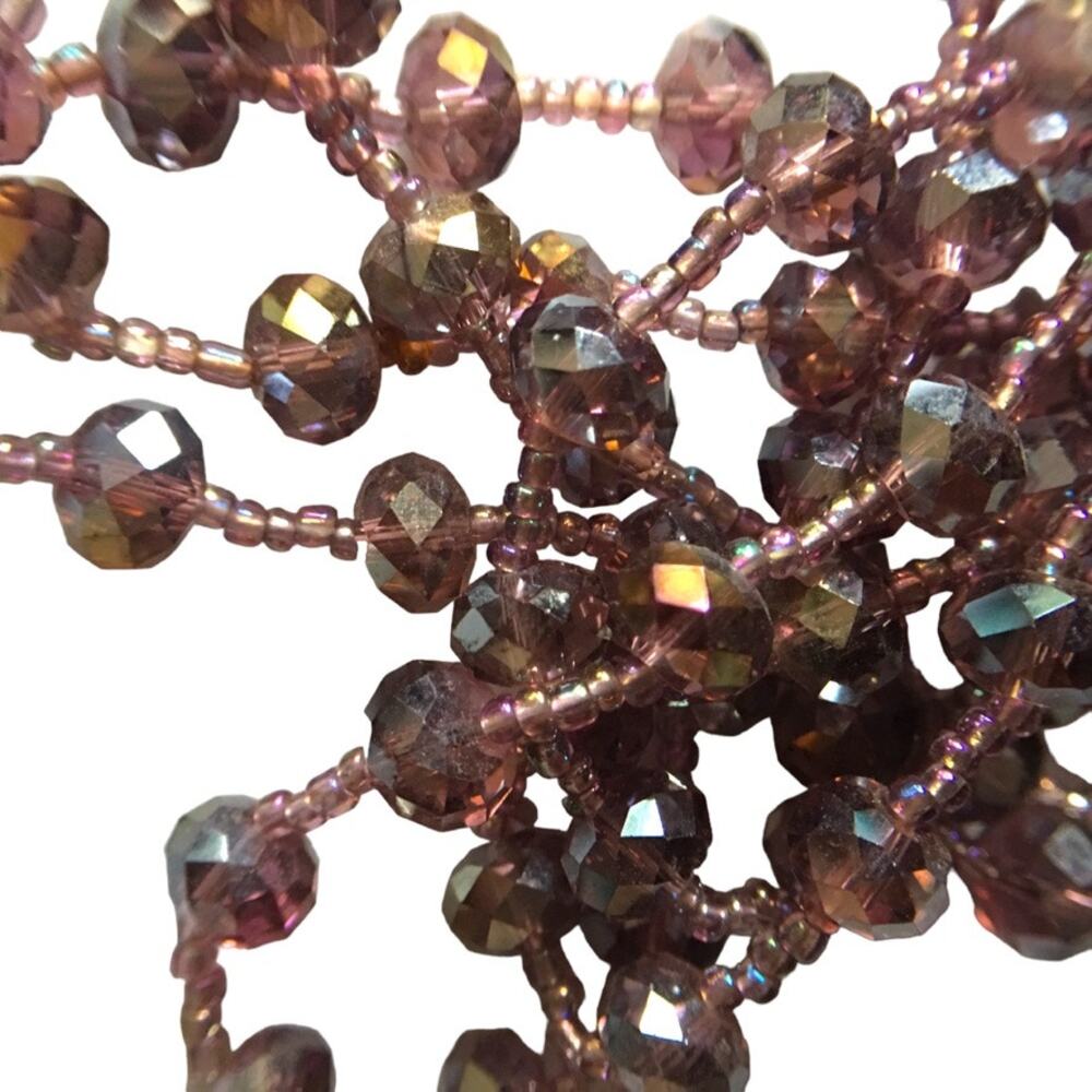 Opera length super long purple aurora borealis beaded necklace